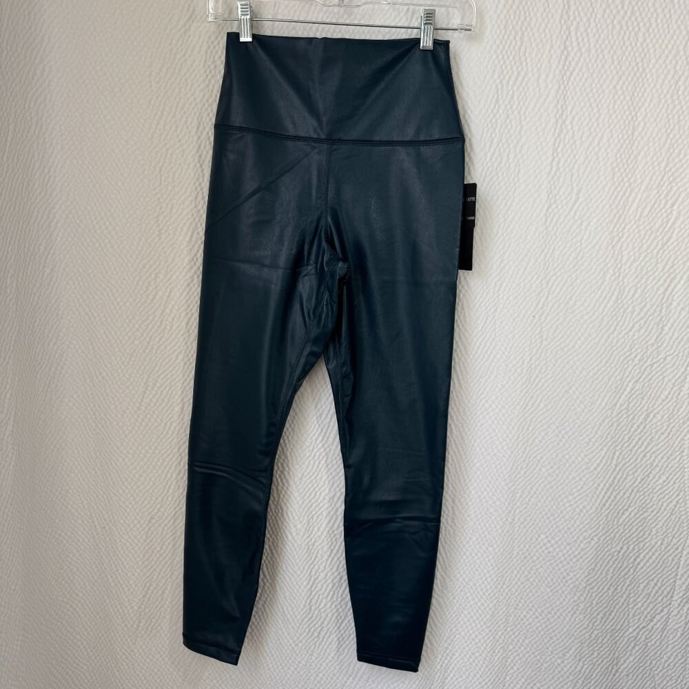 90 Degree By Reflex Arctic Navy Leatherette Ankle-Length Leggings Super Hi-Rise - Picture 2 of 9